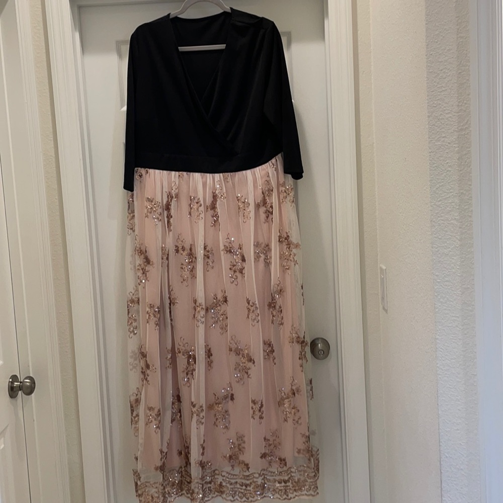Black and rose gold long dress